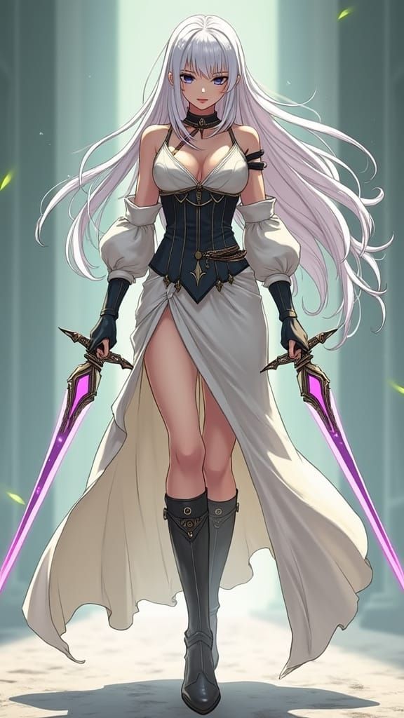 Mystical Warrior Embodies Power with Twin Longswords