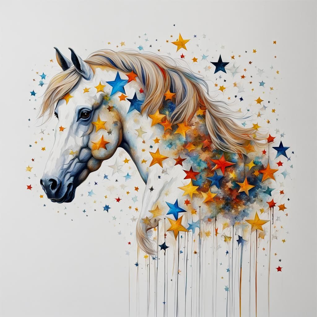 Abstract Horse in Starry Sky: Complementary Colors