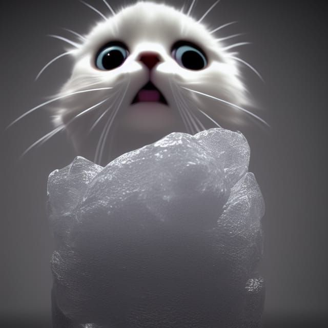 Cute kitten stuck in ice