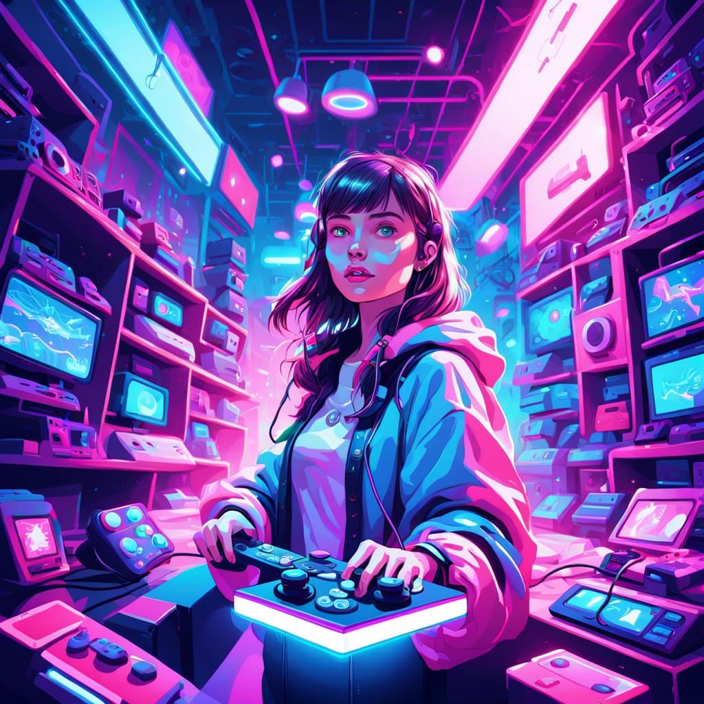 Anya Gaming in Pixel Art Style