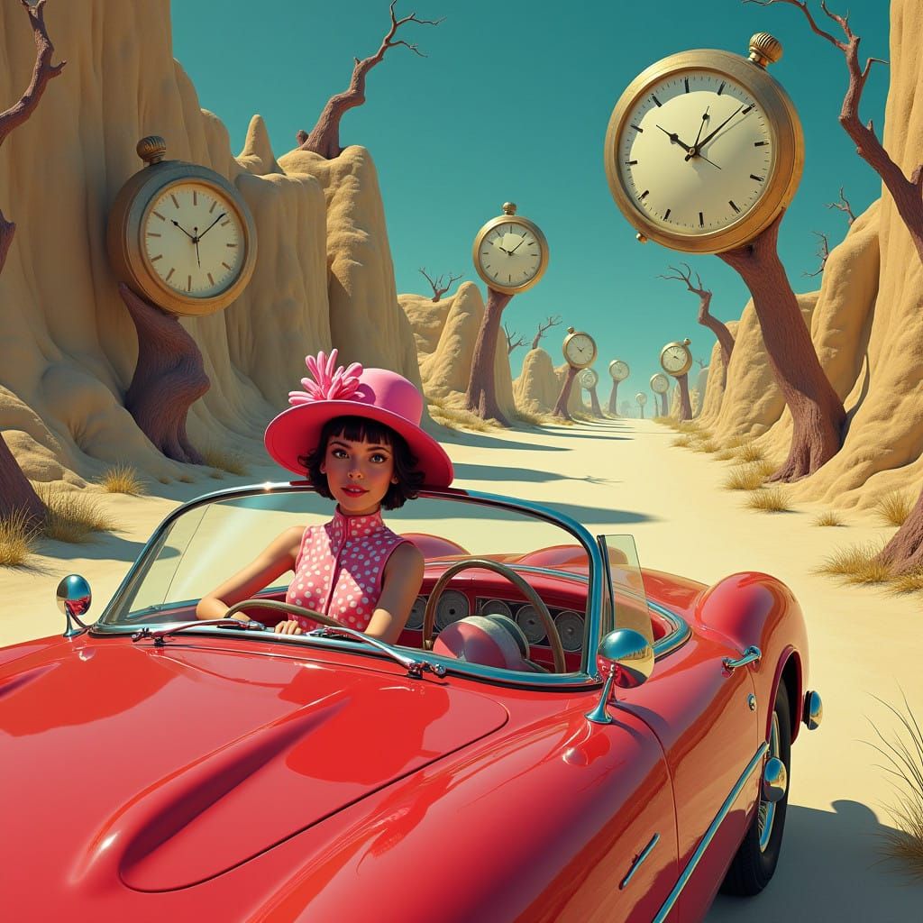 Surrealist Penelope Pittstop Speeds Through Melting Clock La...