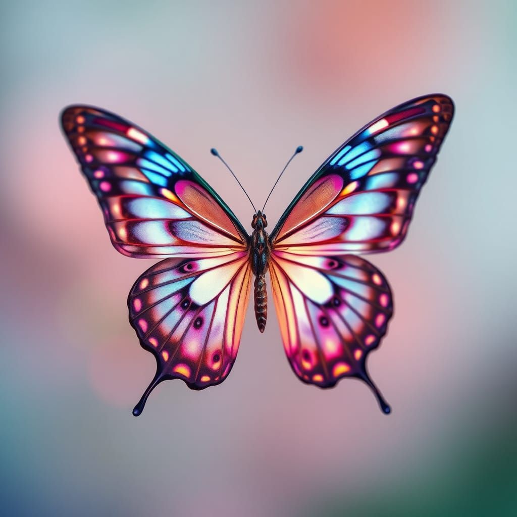 Bioluminescent Butterfly in Art Nouveau Style