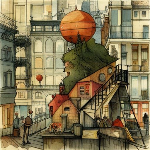 Detailed Landscape Art Inspired by Architectural Illustratio...