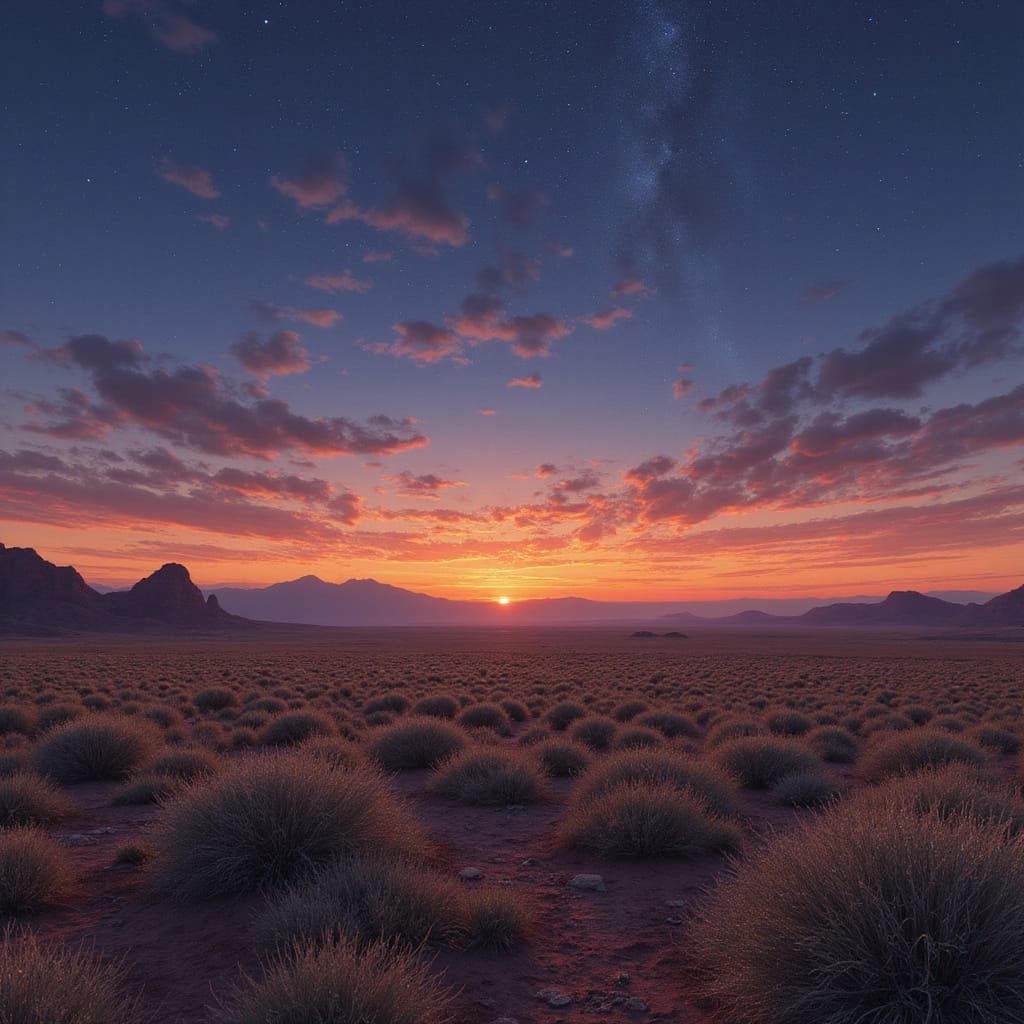 Fantasy Steppe Landscape with Red Hills
