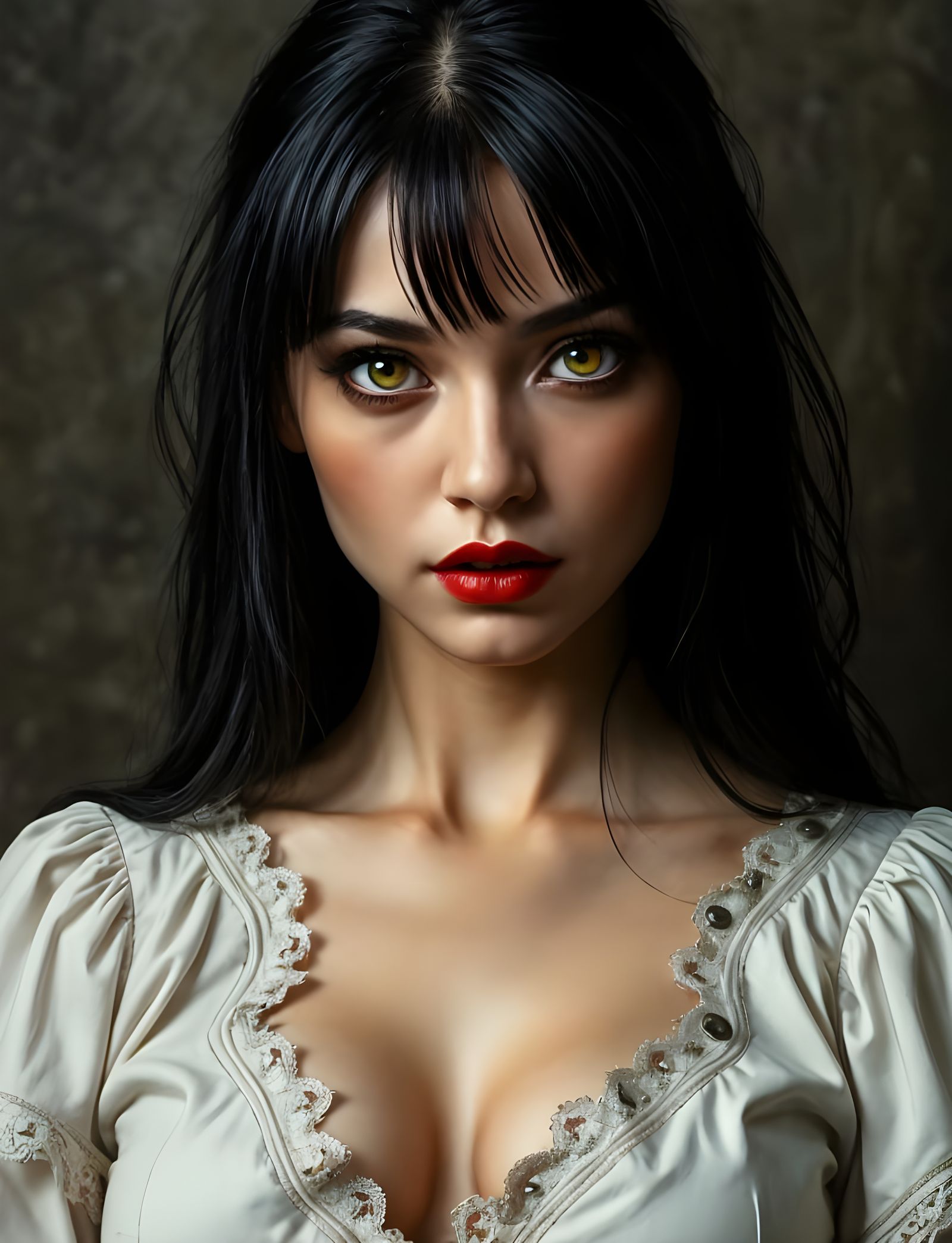 Vampire Woman in Chicago Alleyway: Digital Art