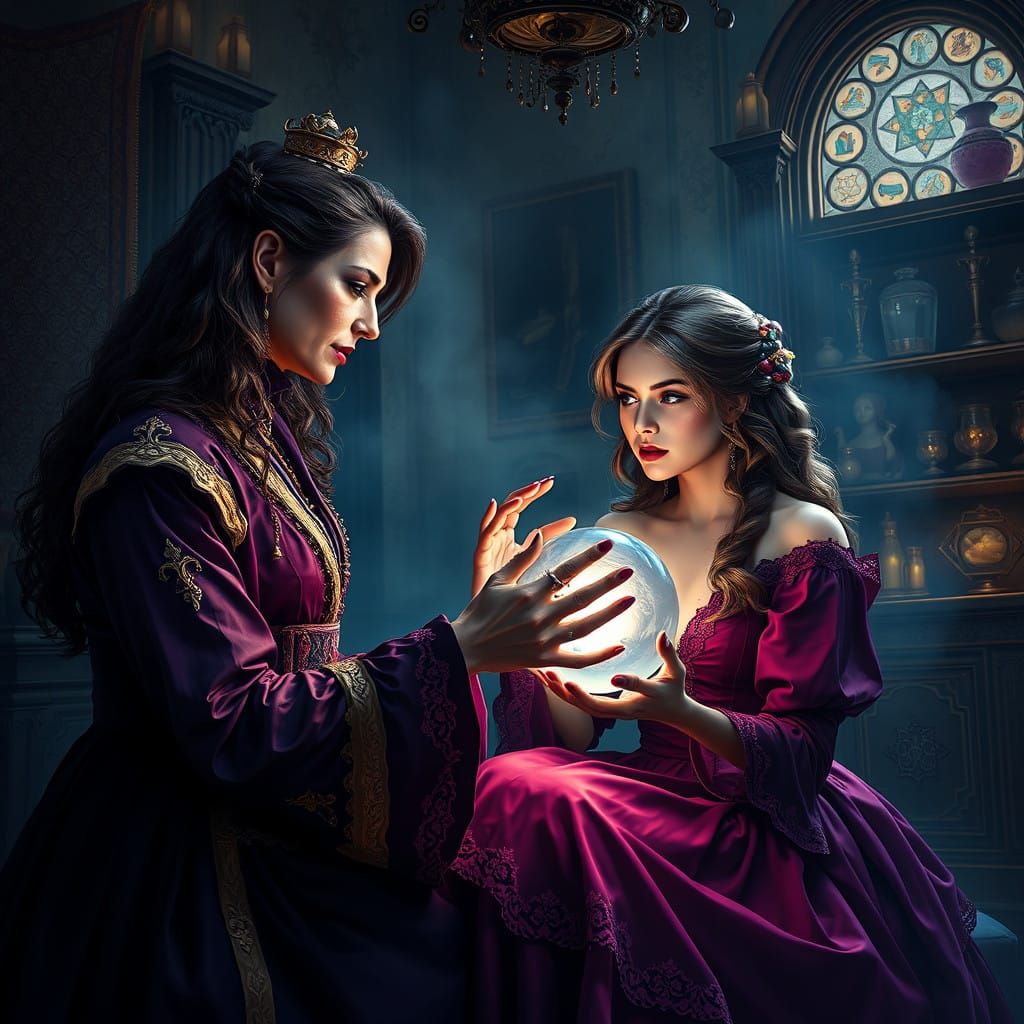 Mystical Fortune-Teller in Lavish Gold Attire