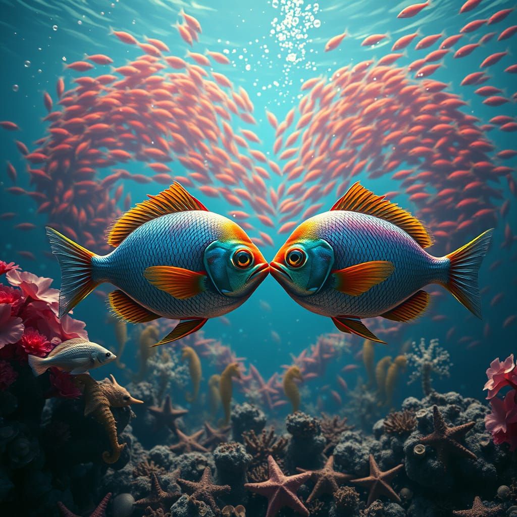 Love Fish Heart in Magical Ocean, Cinematic Film Still