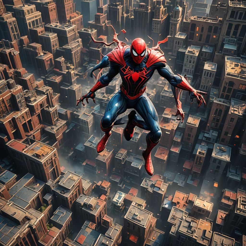 Detailed Matte Painting of Spooderman in Unreal Engine