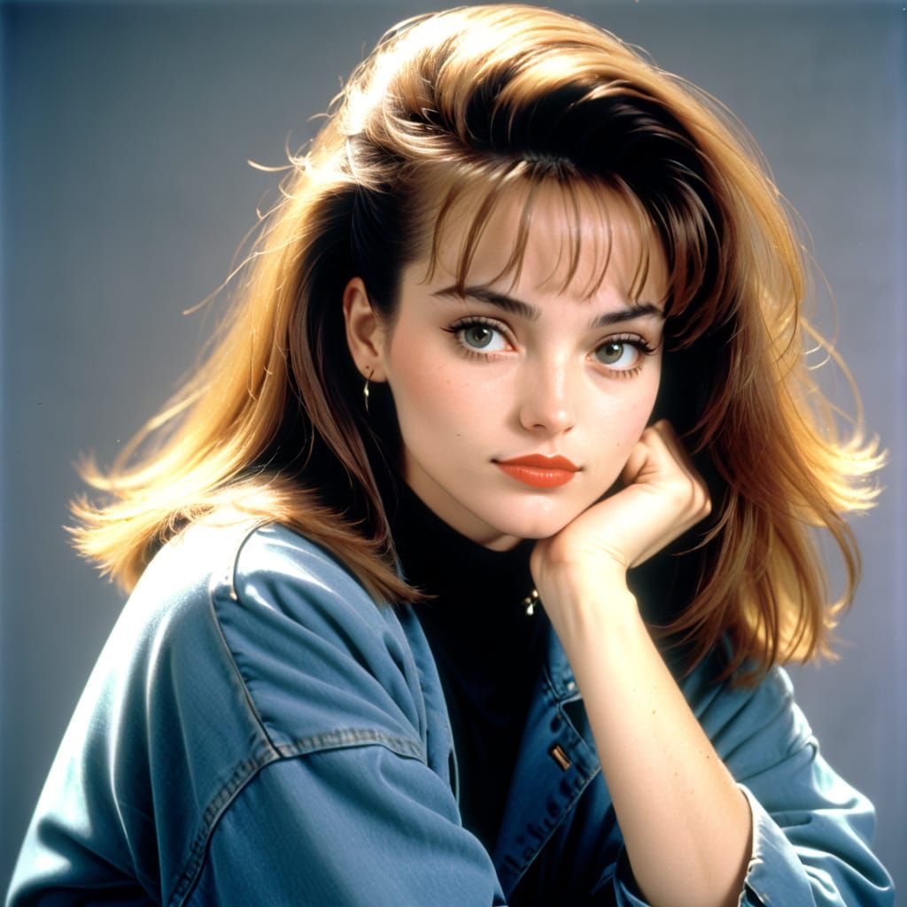 1990s Pin-Up Girl in a Sultry Pose