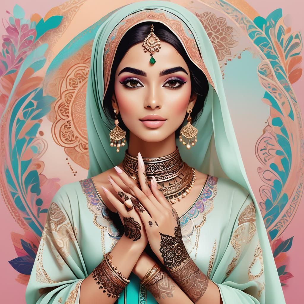 Arabic Woman Illustration for Makeup Artist Website