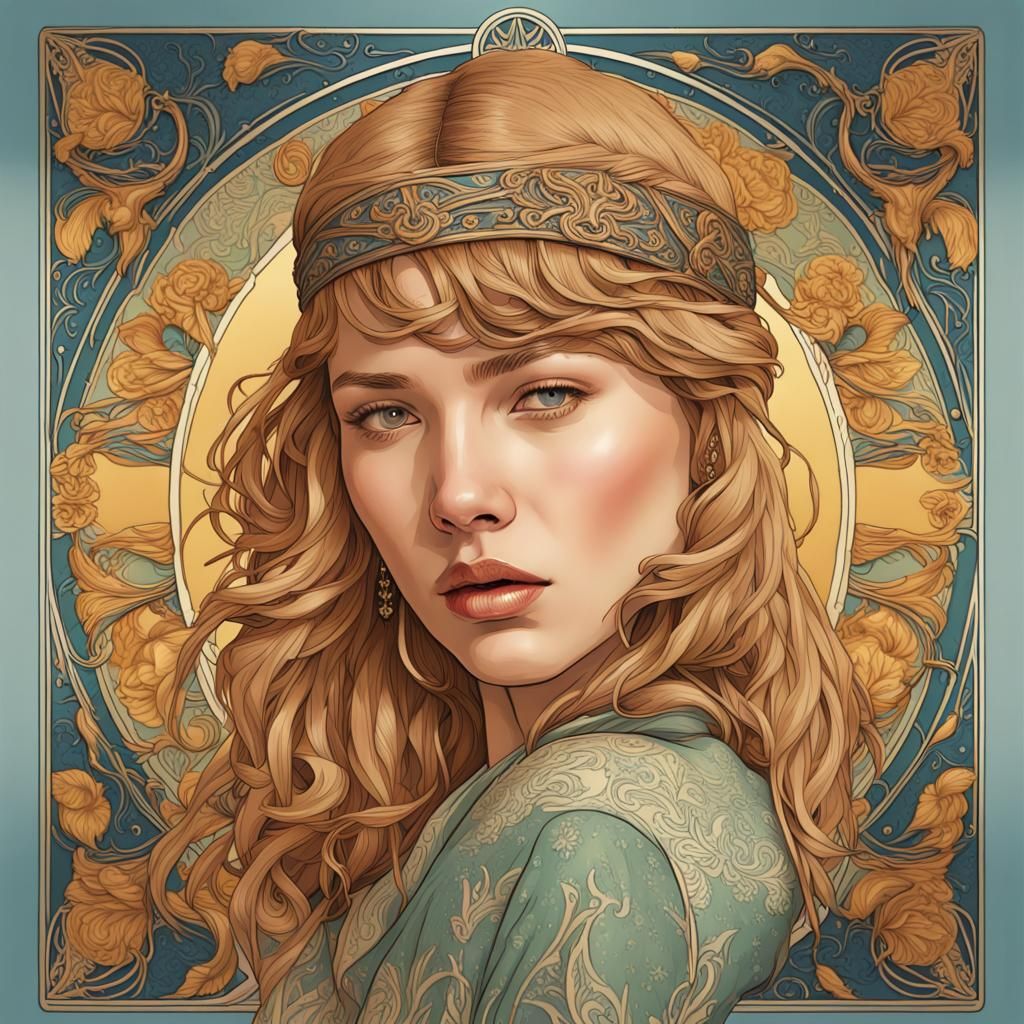 Lea Seydoux as Fortune Tarot Card in Art Nouveau