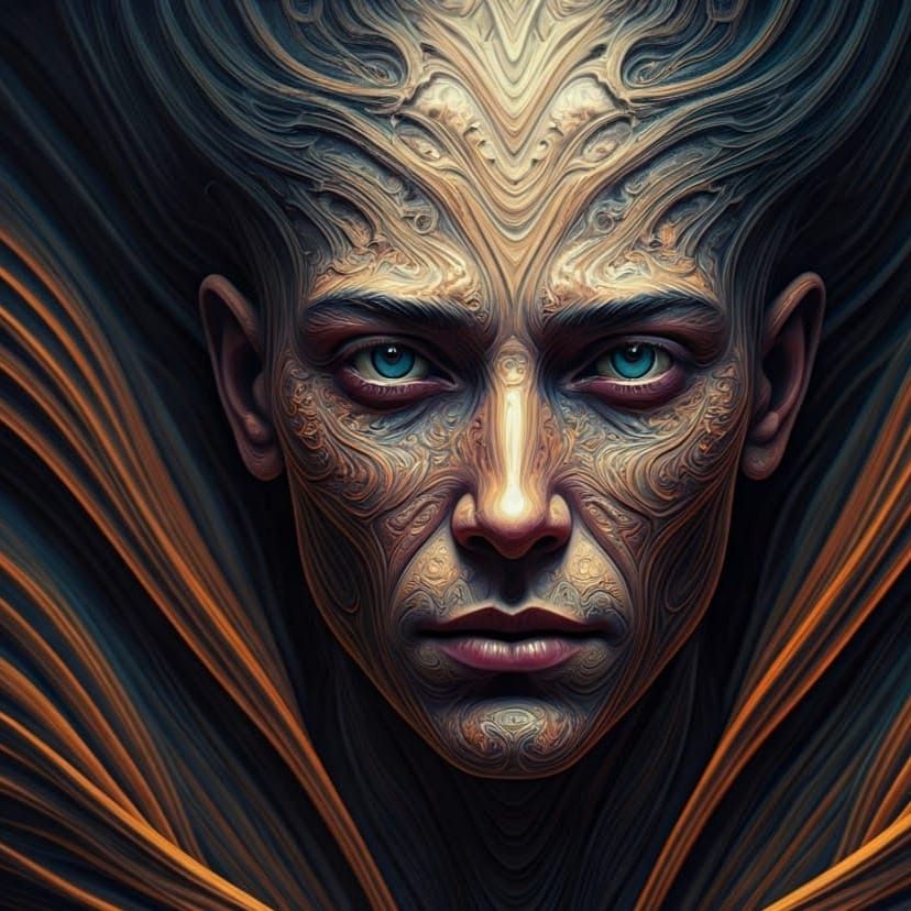 Vibrant Gingham Portrait Unfolds into Cosmic Textures