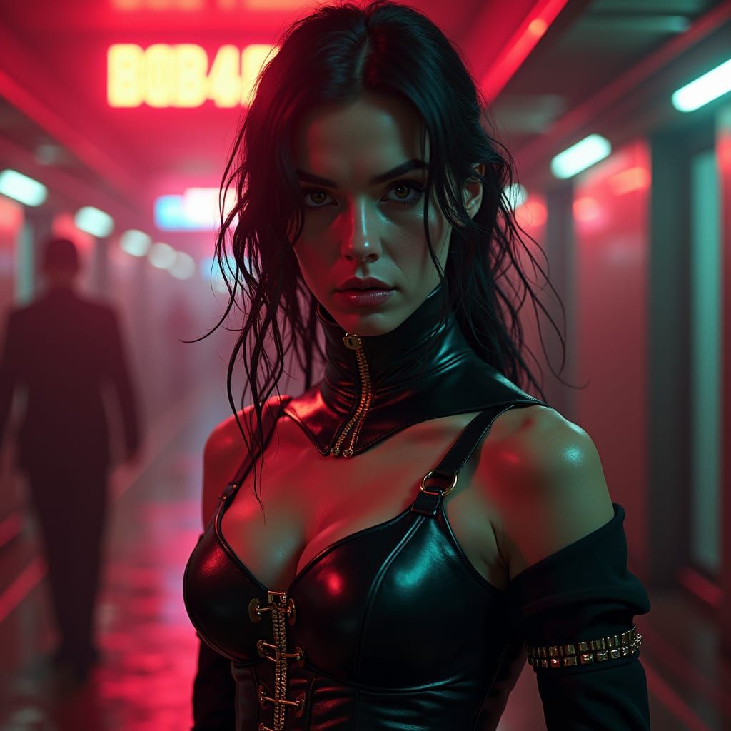 Powerful Woman in Leather Corset: Photorealistic Fantasy