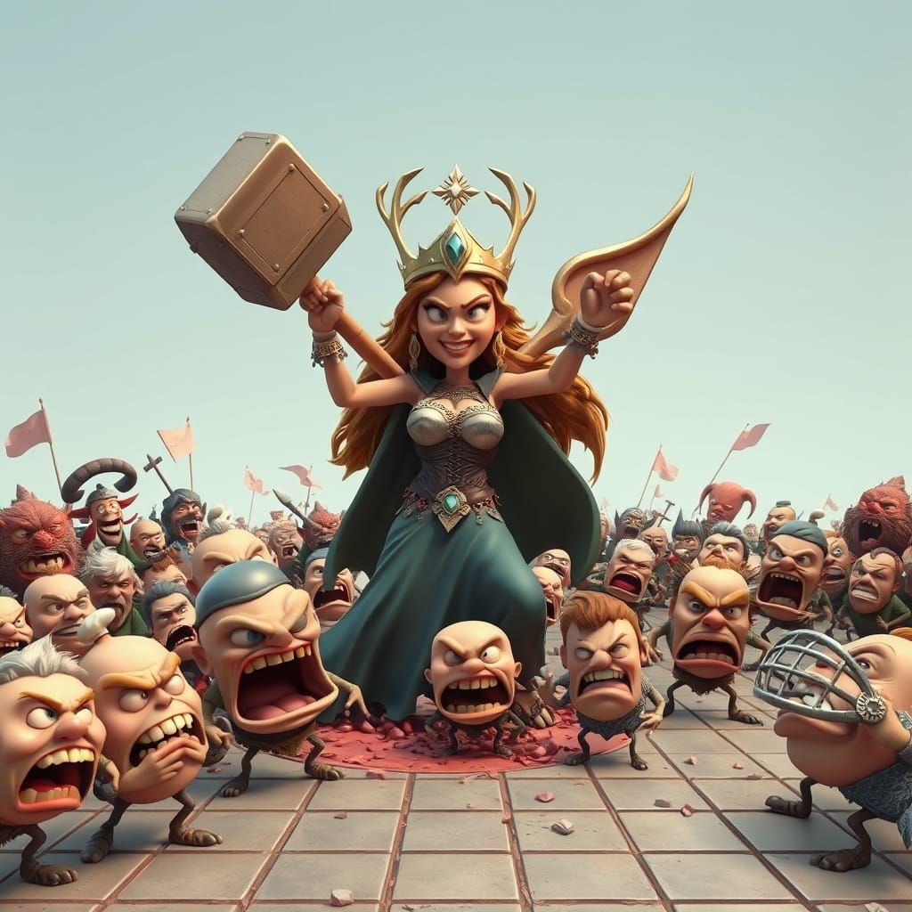 Moderator Goddess Flies Over Grotesque Battlefield