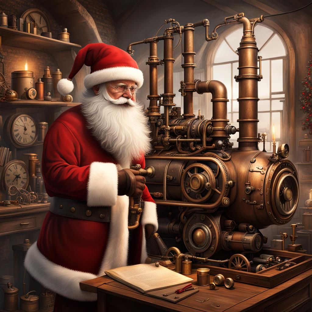 Steampunk Santa's Workshop with Engine