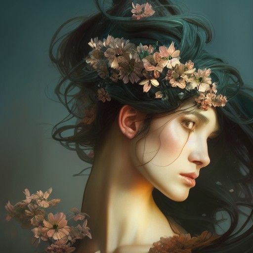 Persephone Portrait in Hyperdetailed Digital Art Style