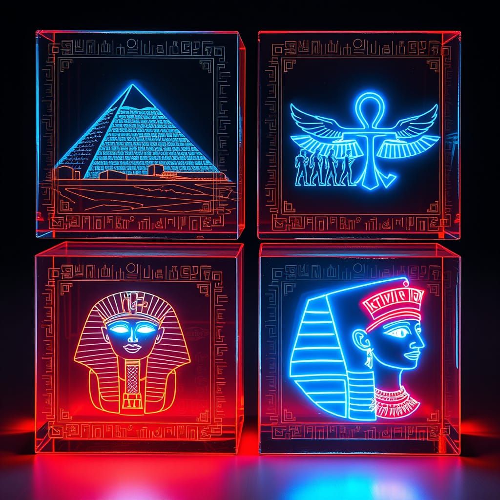 Egyptian Culture in Neon-Hued Glass Art