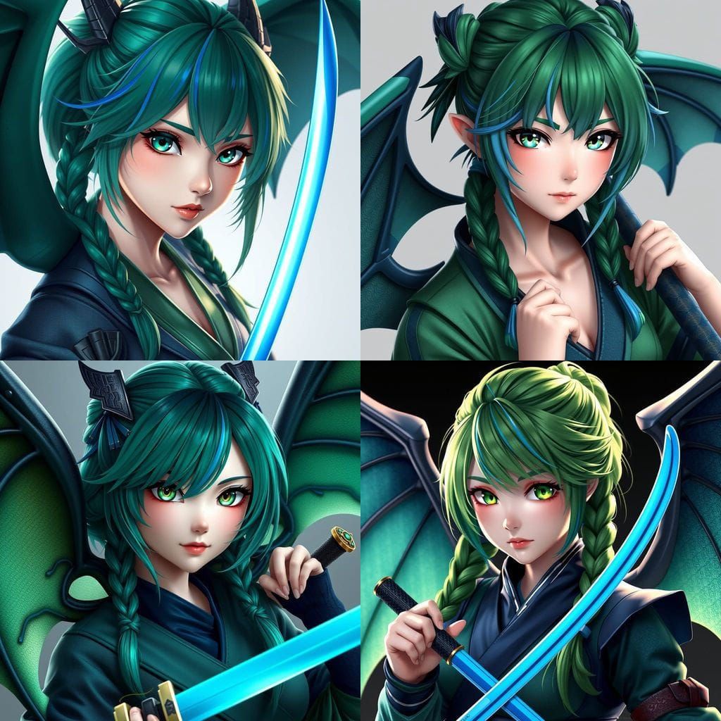 Ethereal Ninja Maiden with Iridescent Dragon Wings