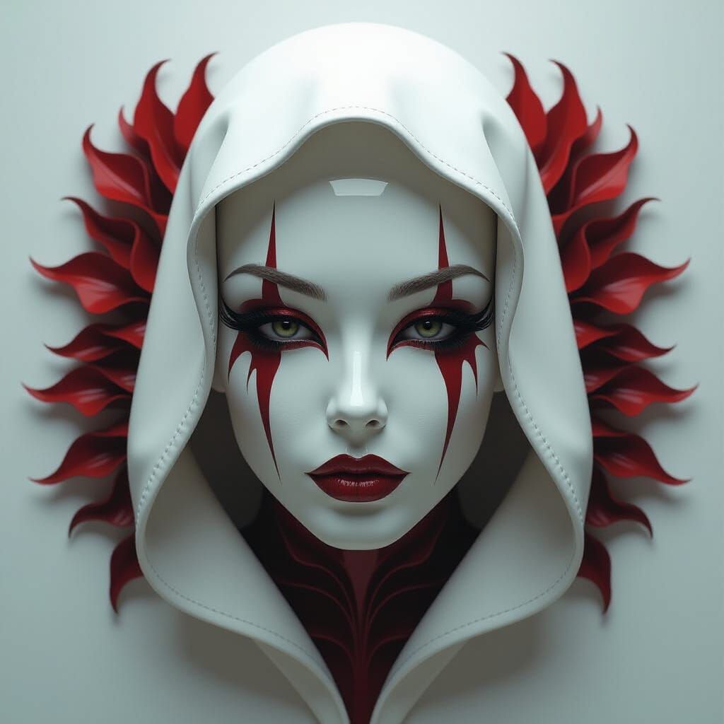 Elegant Porcelain Mask with Dramatic Lighting