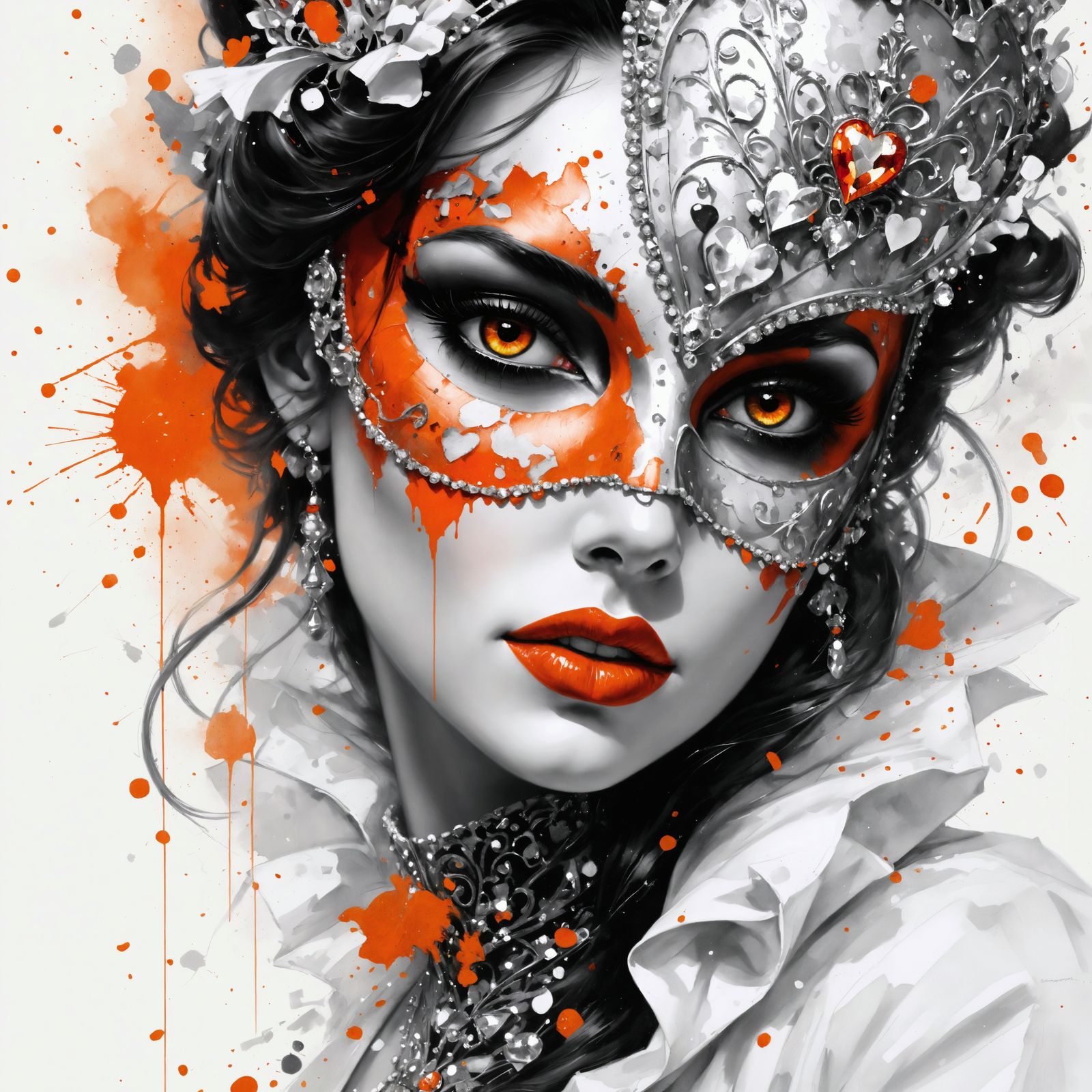 Queen of Hearts Portrait with Dappled Brushwork