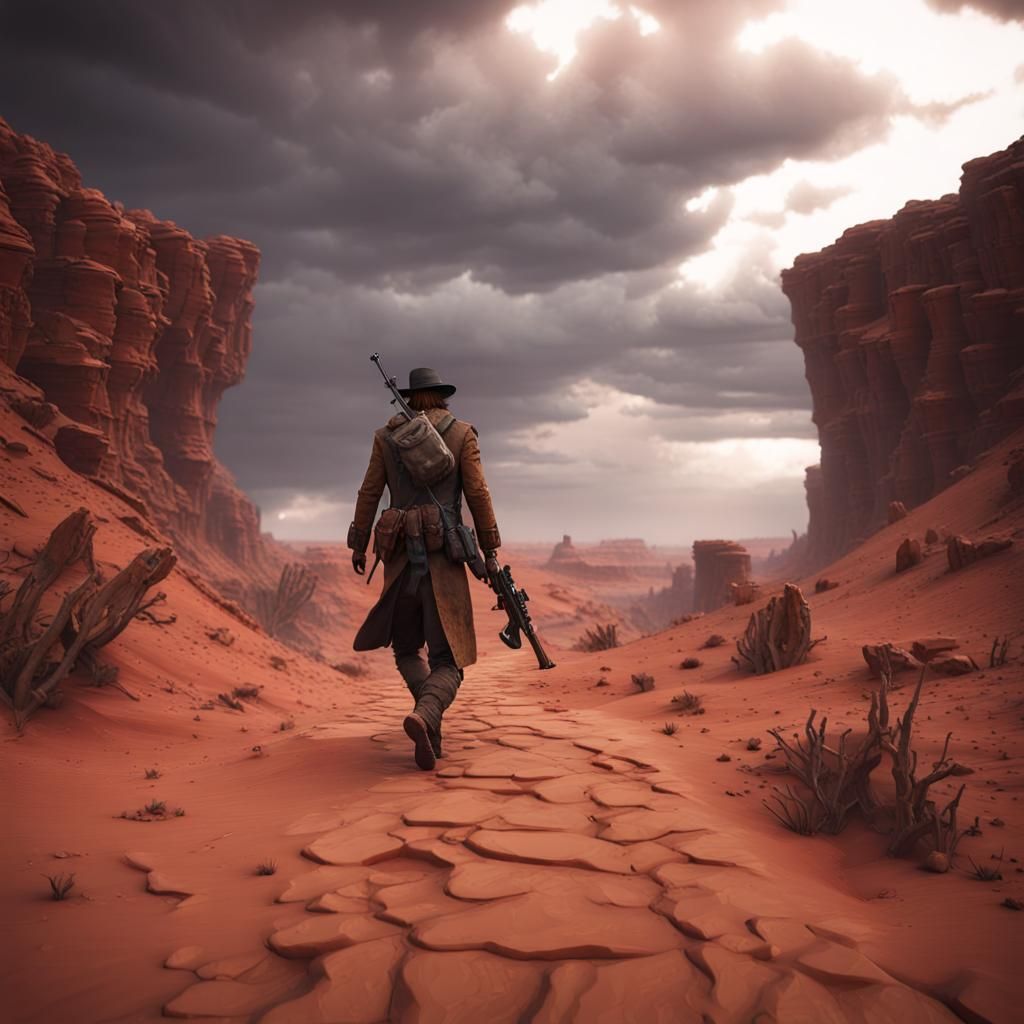 Desolate Trench: Vagabond's Journey in 3D Cinematic Style