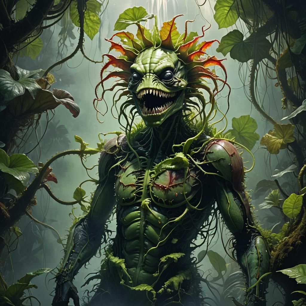 Serene Man in Giant Venus Flytrap