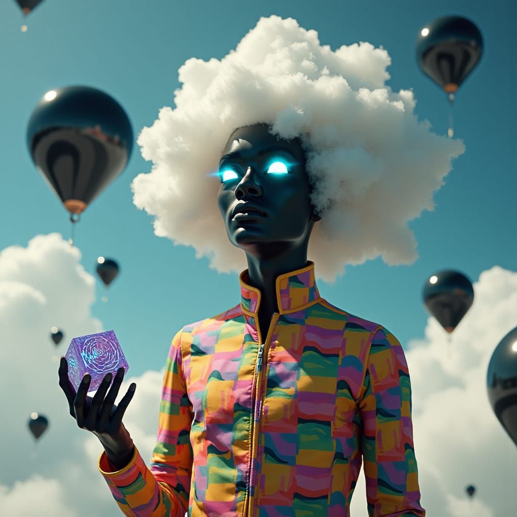 Dreamlike Cloud Being in Cosmic Pop Surrealism