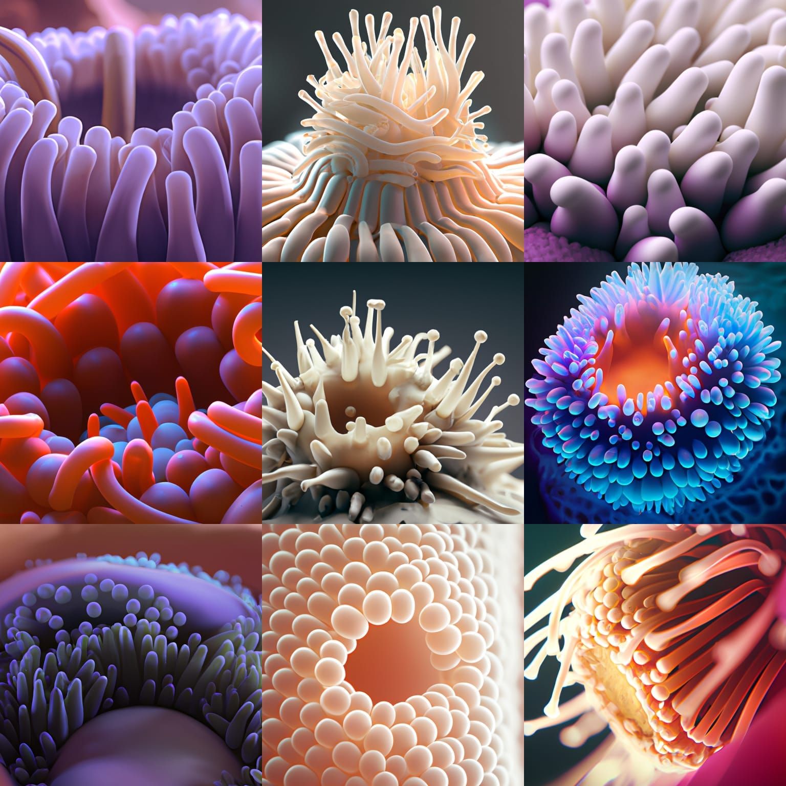 Surreal Sea Anemone: Hyperrealistic Macro Photography