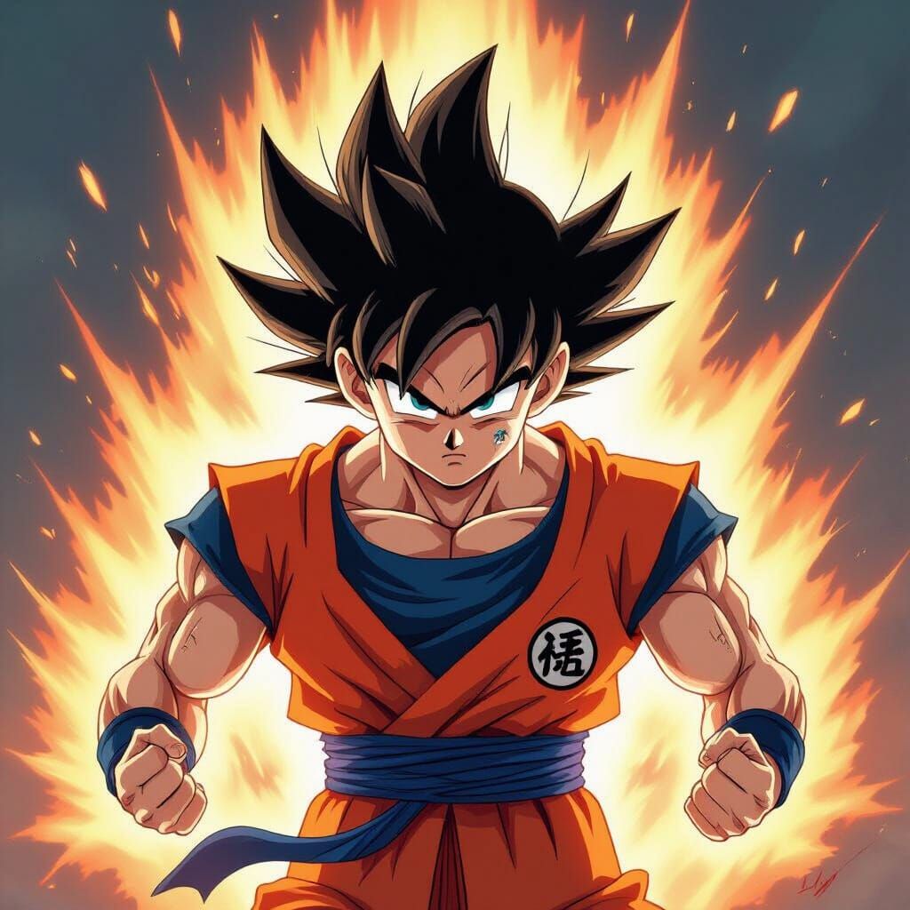 Goku Super Saiyan Transformation in Vibrant Anime Style