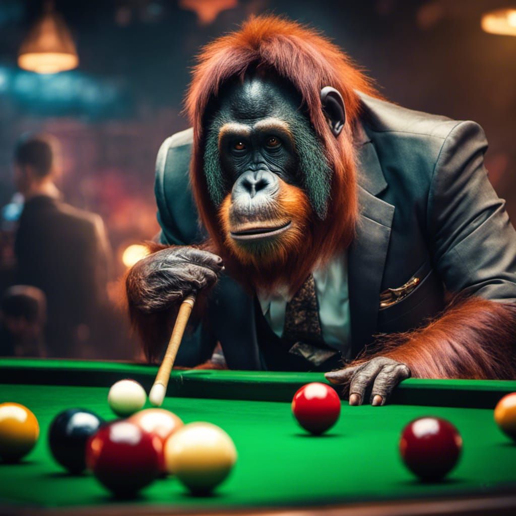 Orangutan Competes in Snooker Championship as Digital Painti...