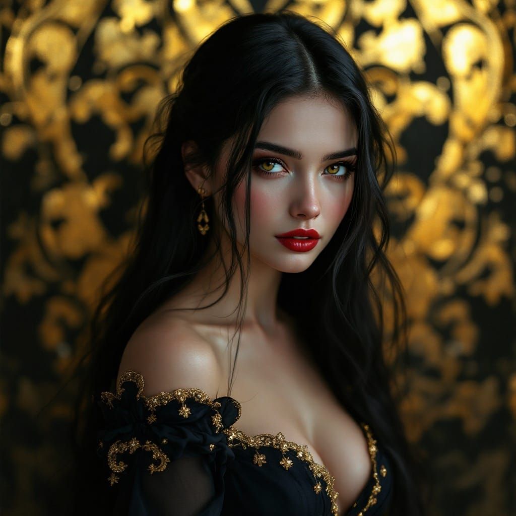 Mystical Woman in Golden Hues