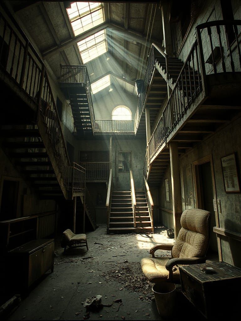Surreal Horror: Impossible Staircases in Abandoned Hospital