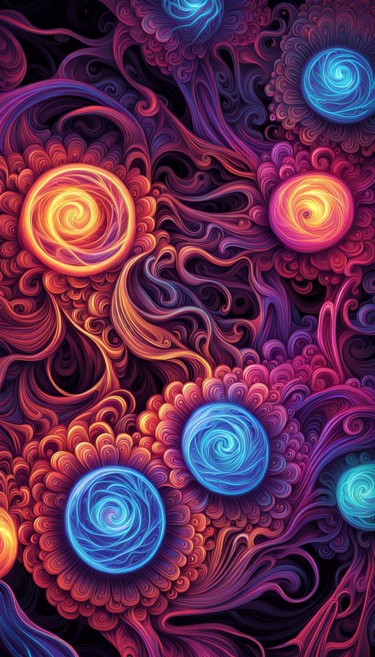 Vibrant Neon Bioelectromagnetic Field in Psychedelic 3D