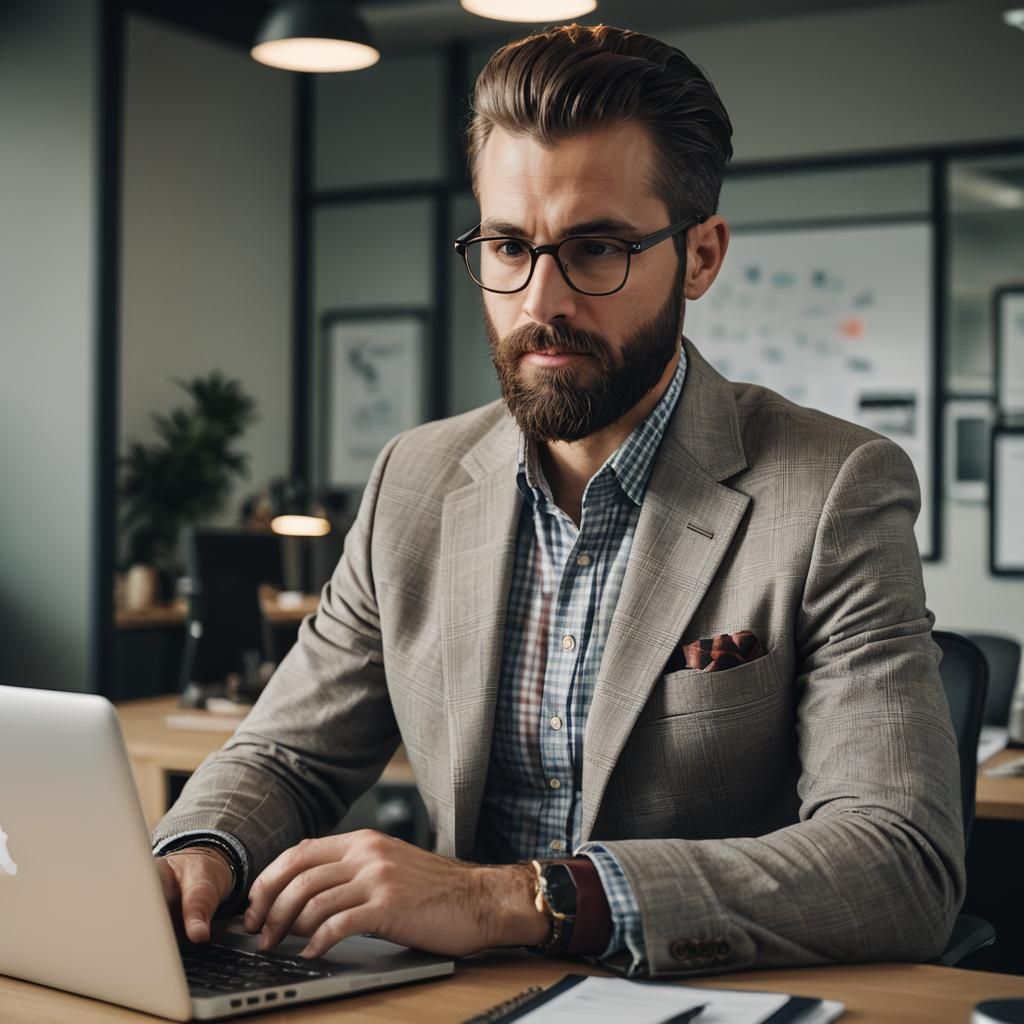 Professional Man Working in Modern Office