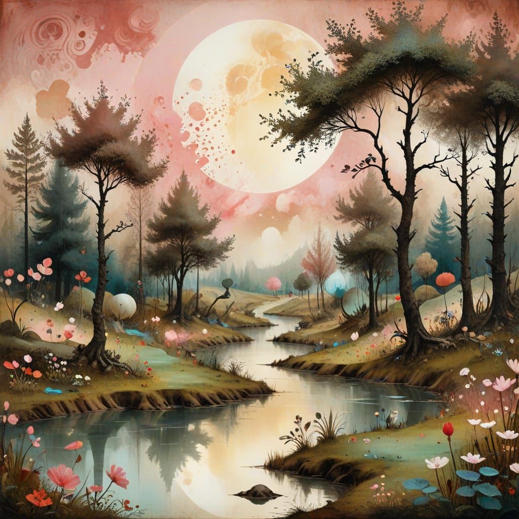 Dramatic Sunset Landscape in Earthy Tones