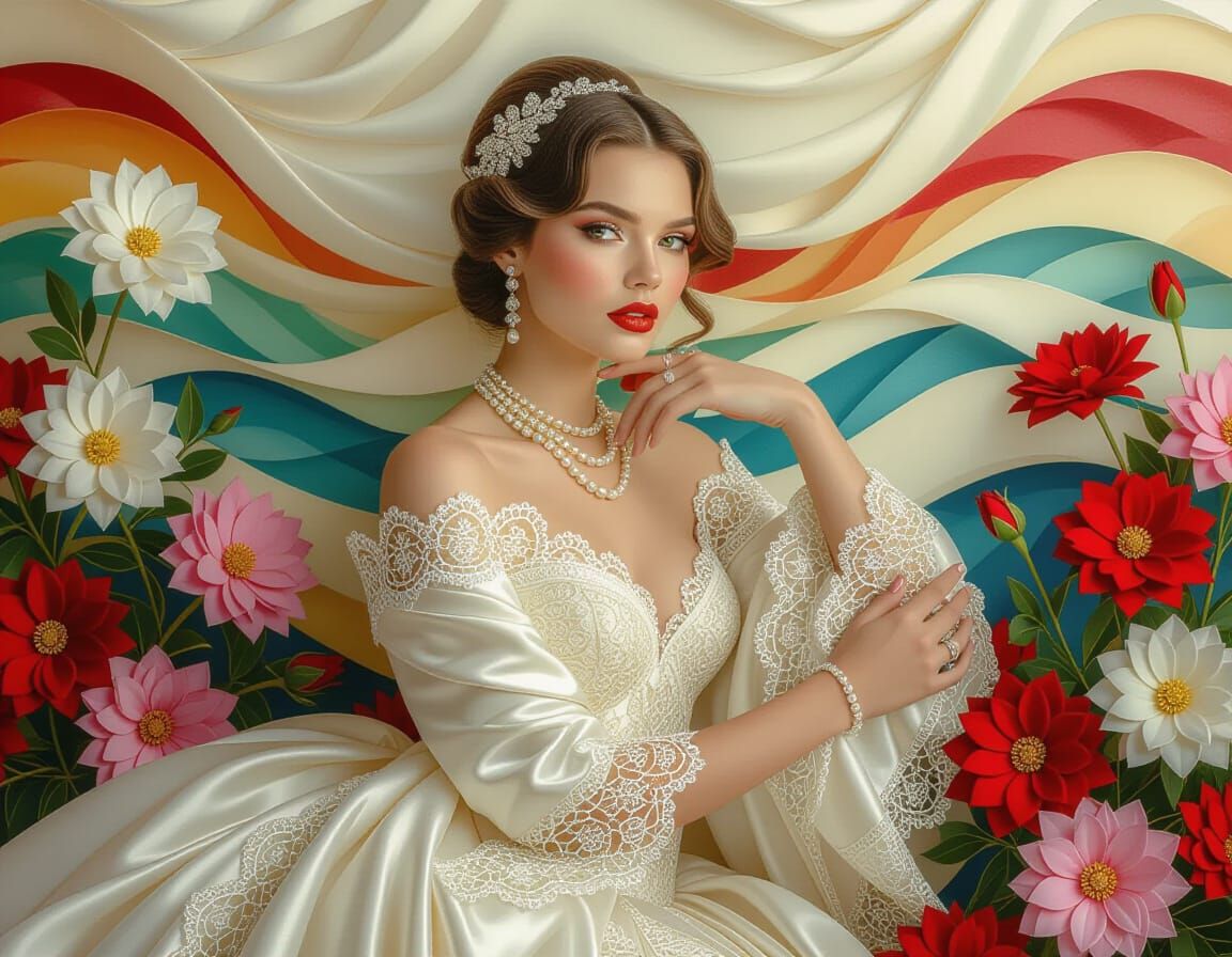 Woman in Mother-of-Pearl Threads, Hyperrealistic Style