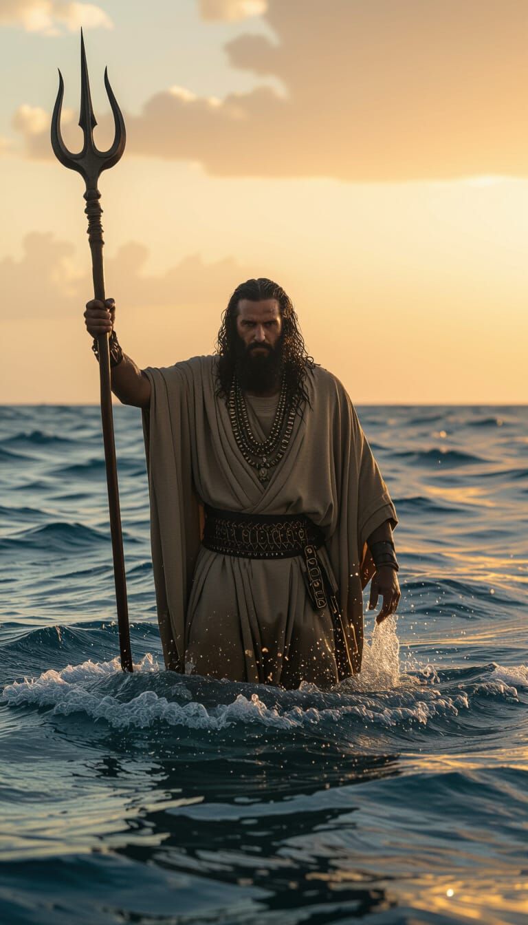 Moses Parting the Red Sea in Cinematic Style