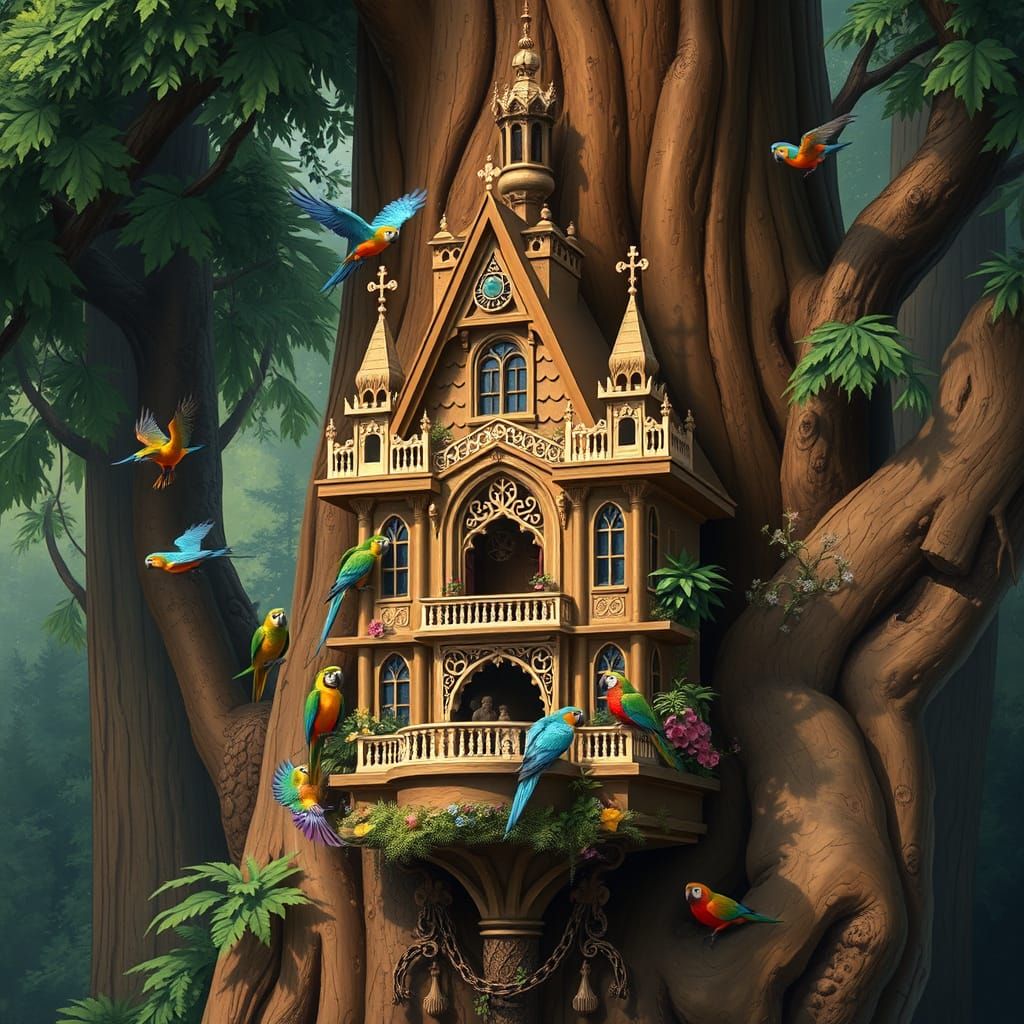 Birdhouse Buckingham Palace in Redwood Tree