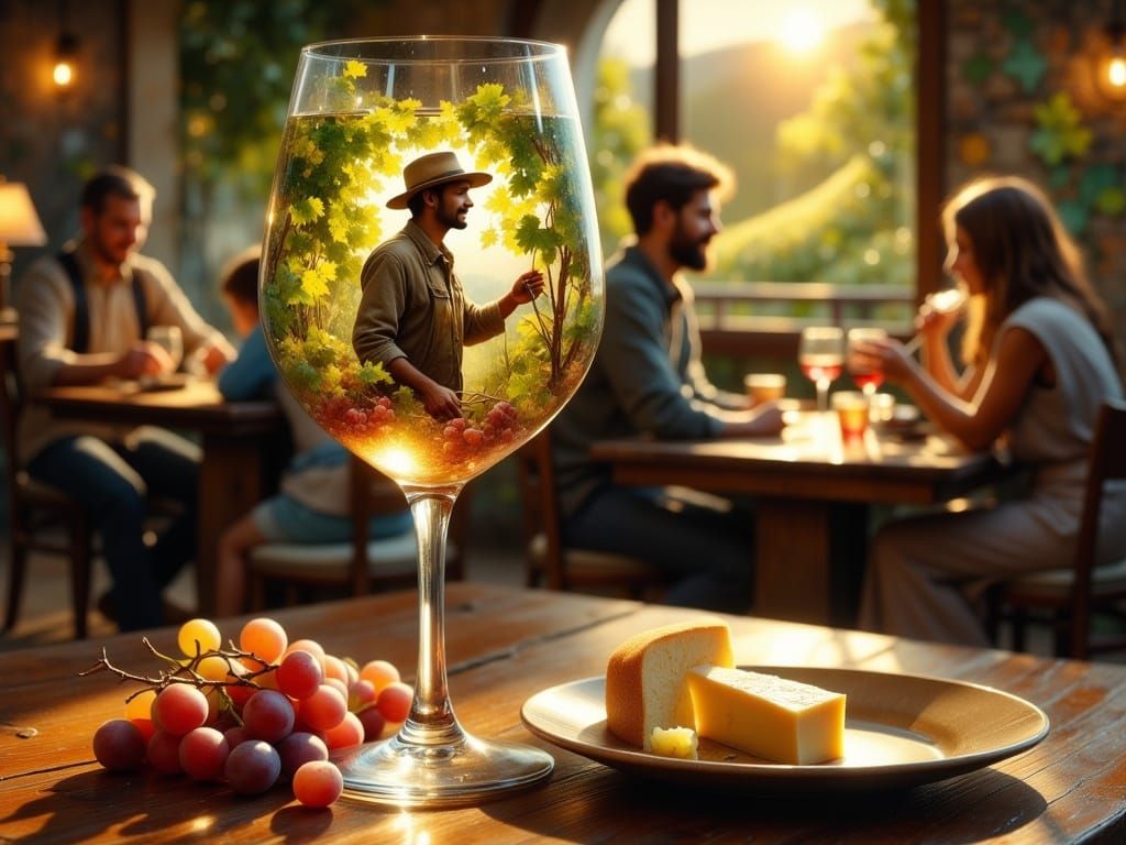 Hyper-Realistic Wine Scene in a Cozy Dining Room