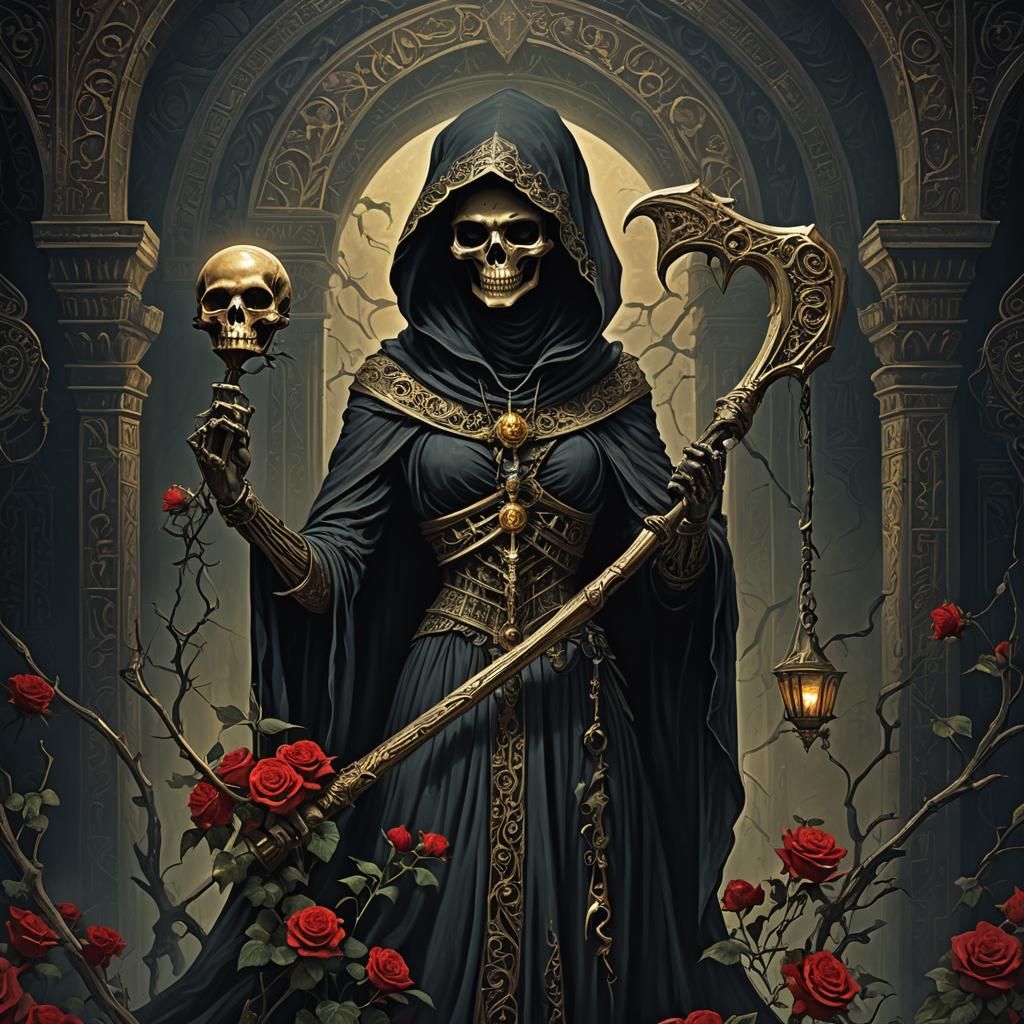 Egyptian Grim Reaper Digital Painting in Doré Style