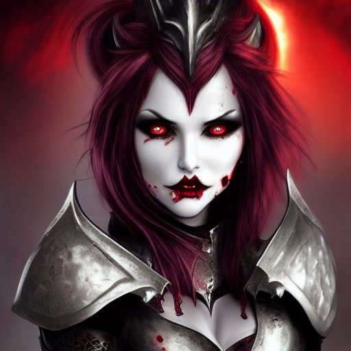 Cute Armored Demoness with Fantasy Blade