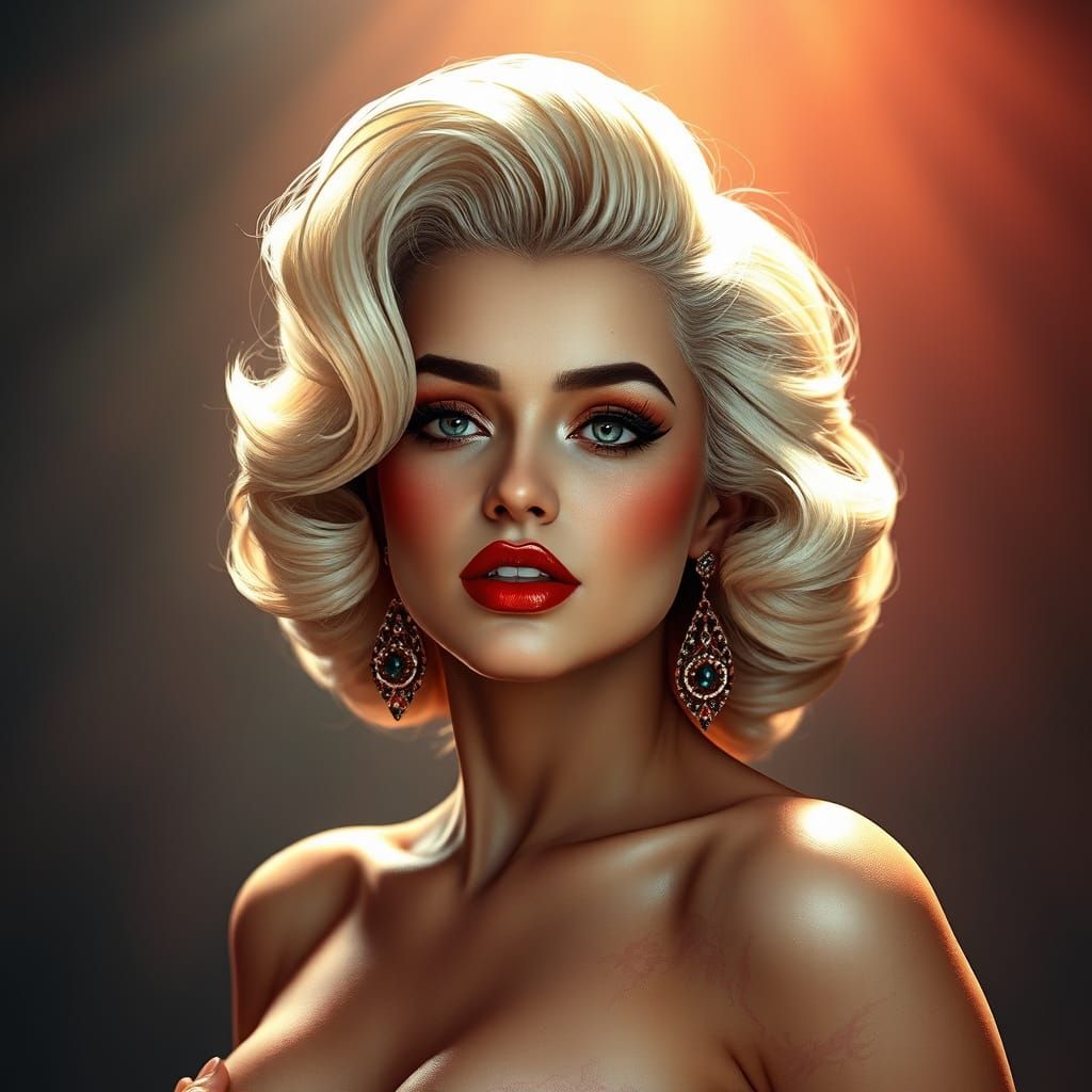 Sultry Pin-up Goddess in Art Nouveau Style