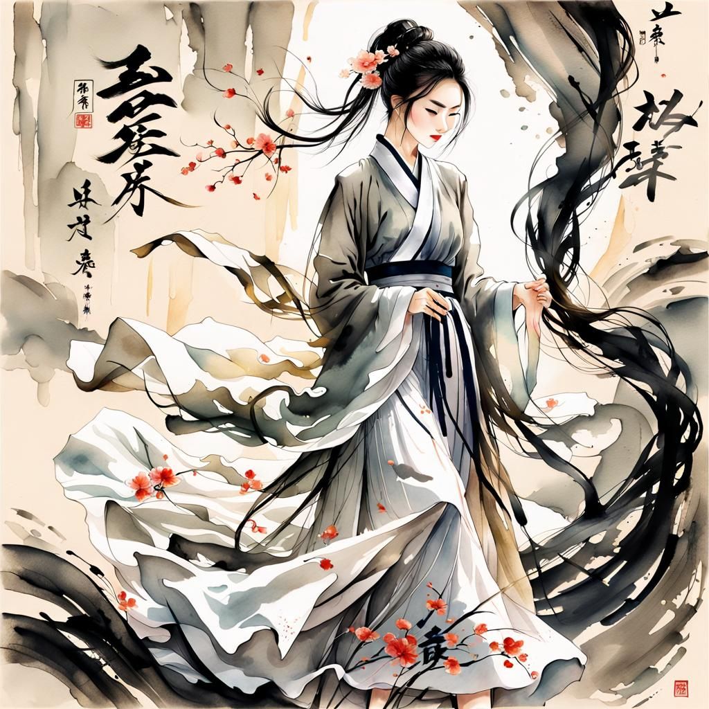 Calligraphic Beauty in Monochromatic Art