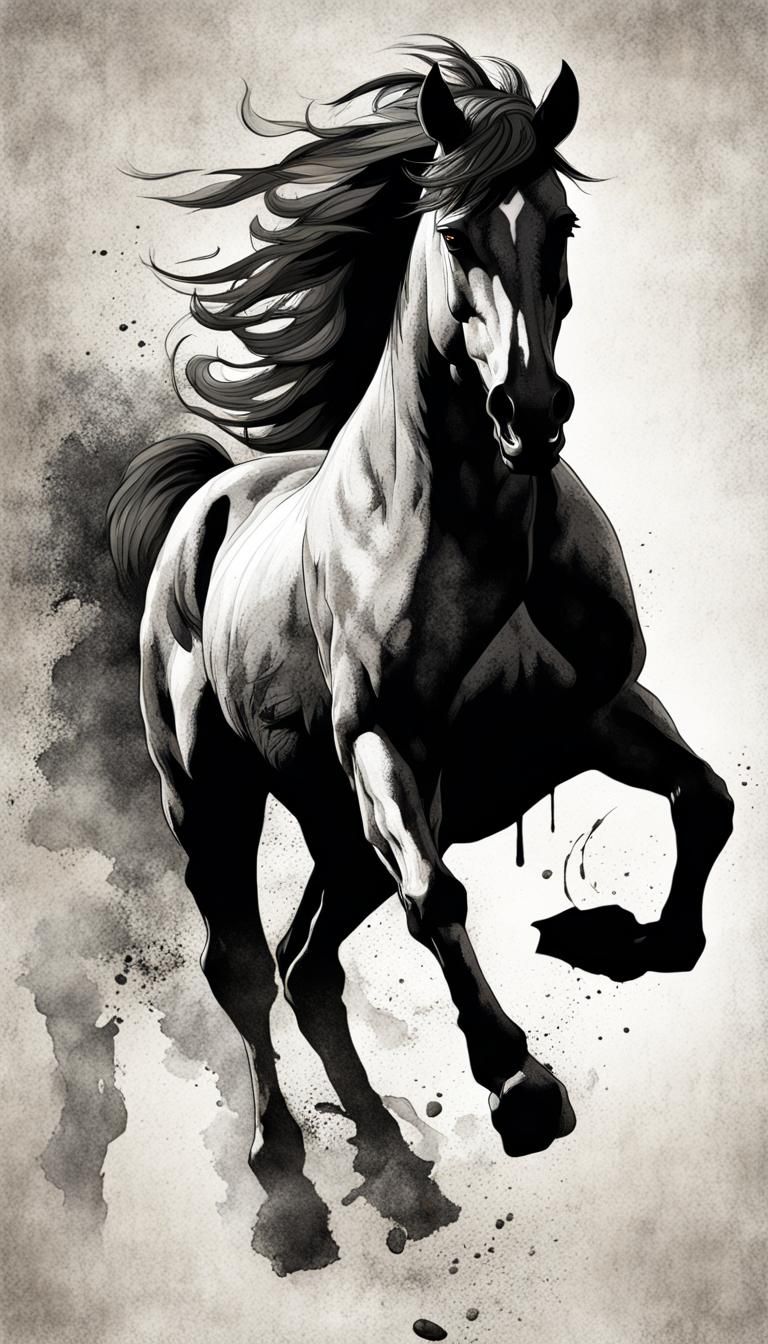 Grunge Style Chinese Zodiac Horse Symbol