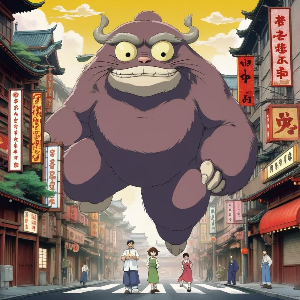 our new "little" friend (poster studio ghibli style)