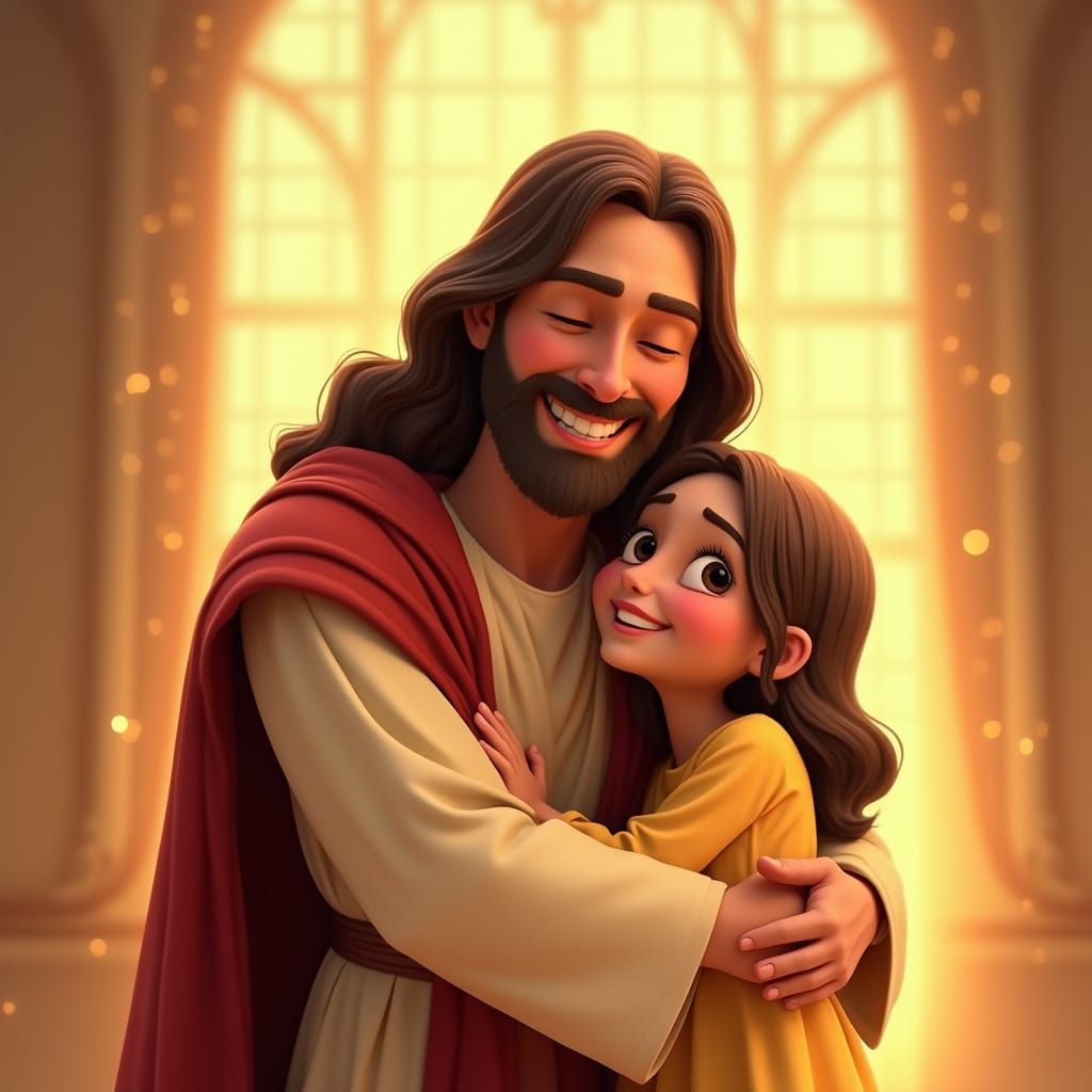Jesus with Warm Smile in Disney Pixar Style