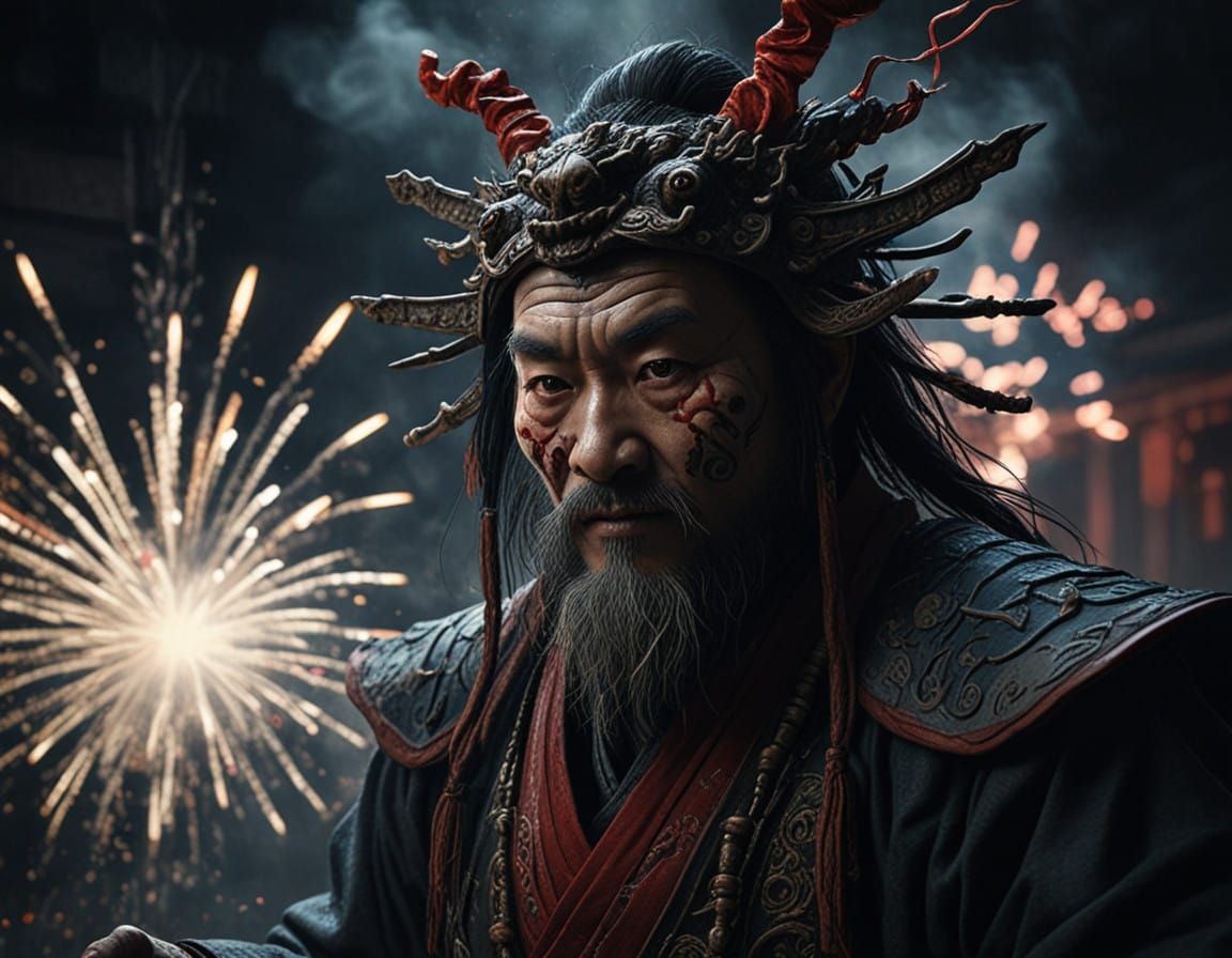 Ancient Chinese New Year Demons Scared Away by Fireworks