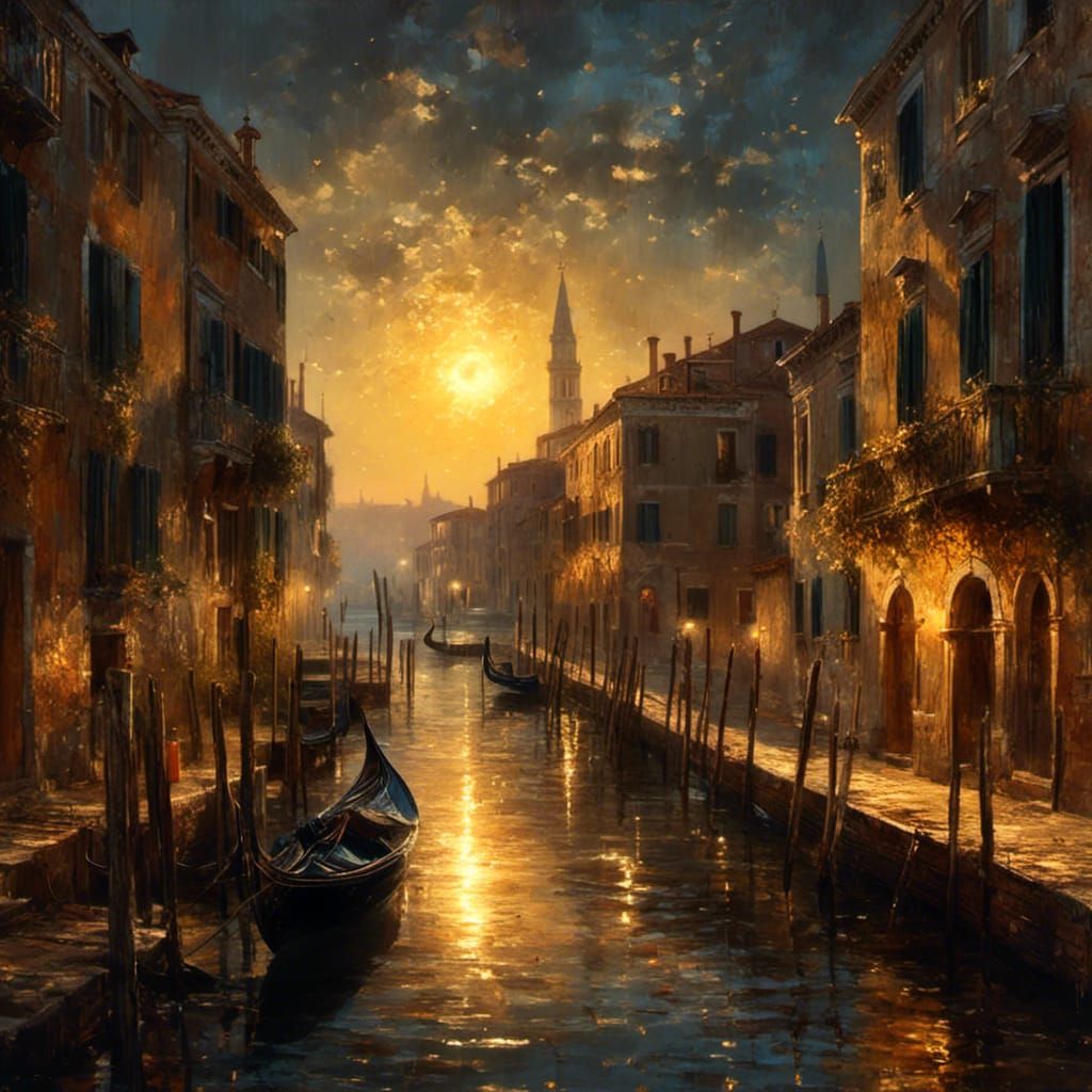 Venice Under Moonlight as Naturalistic Painting