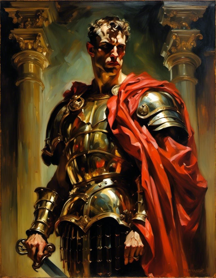 Vampire Gladiator Portrait in Chiaroscuro Style