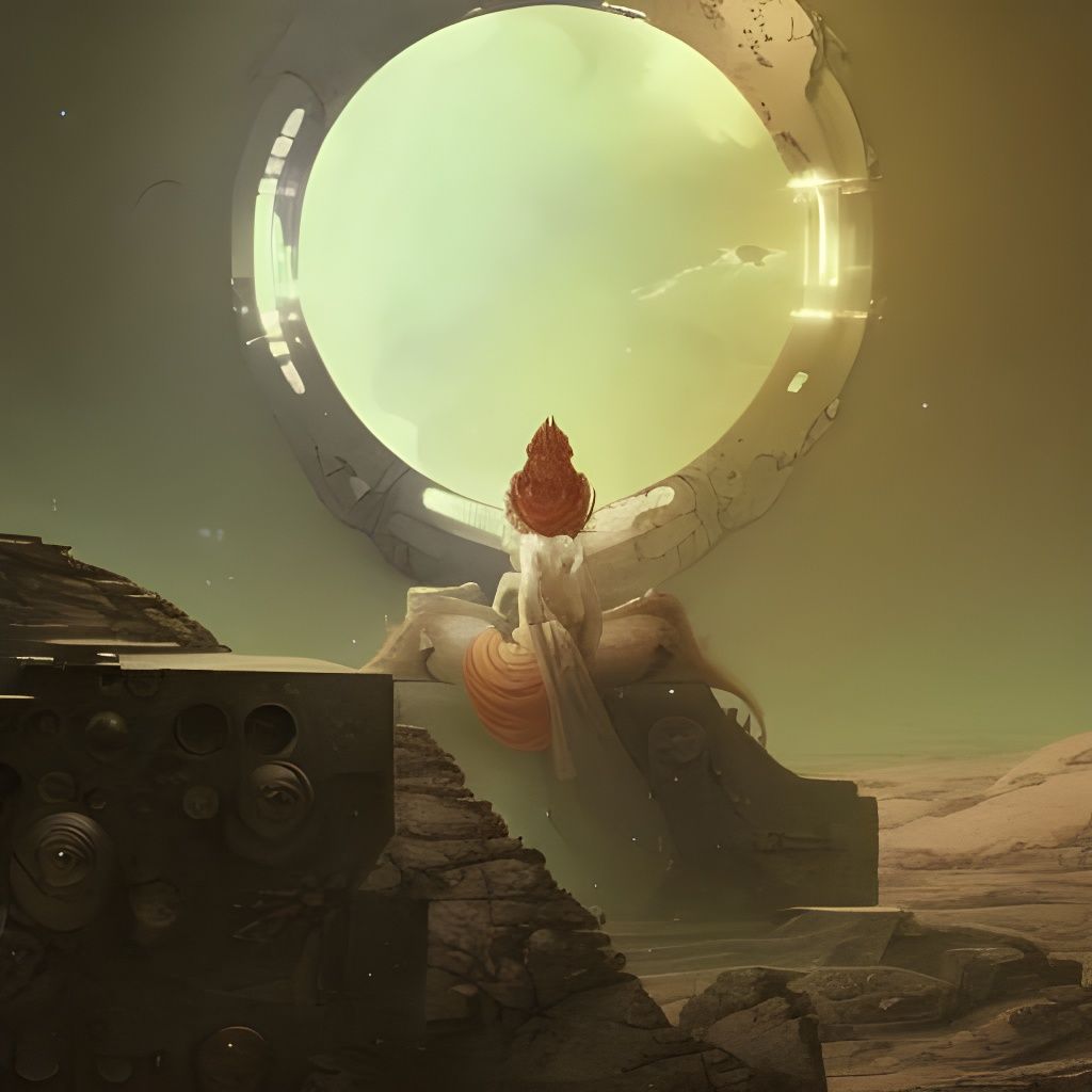 Martian Farmhouse: Sci-Fi Ukiyo-e Landscape